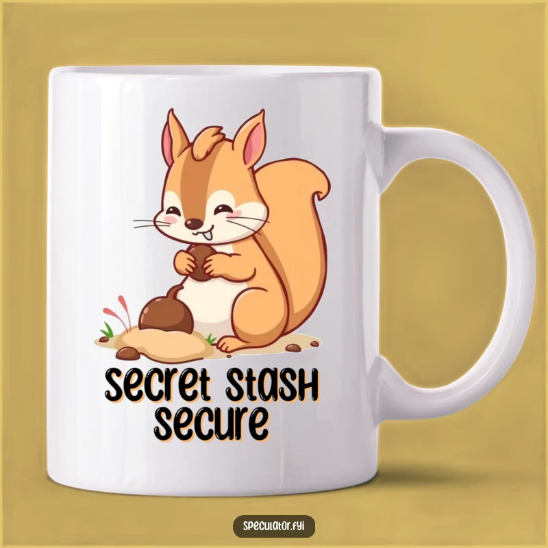 Funny Kawaii Squirrel Burying Nut Mug - Hilarious Funny Gift for Hoarders!