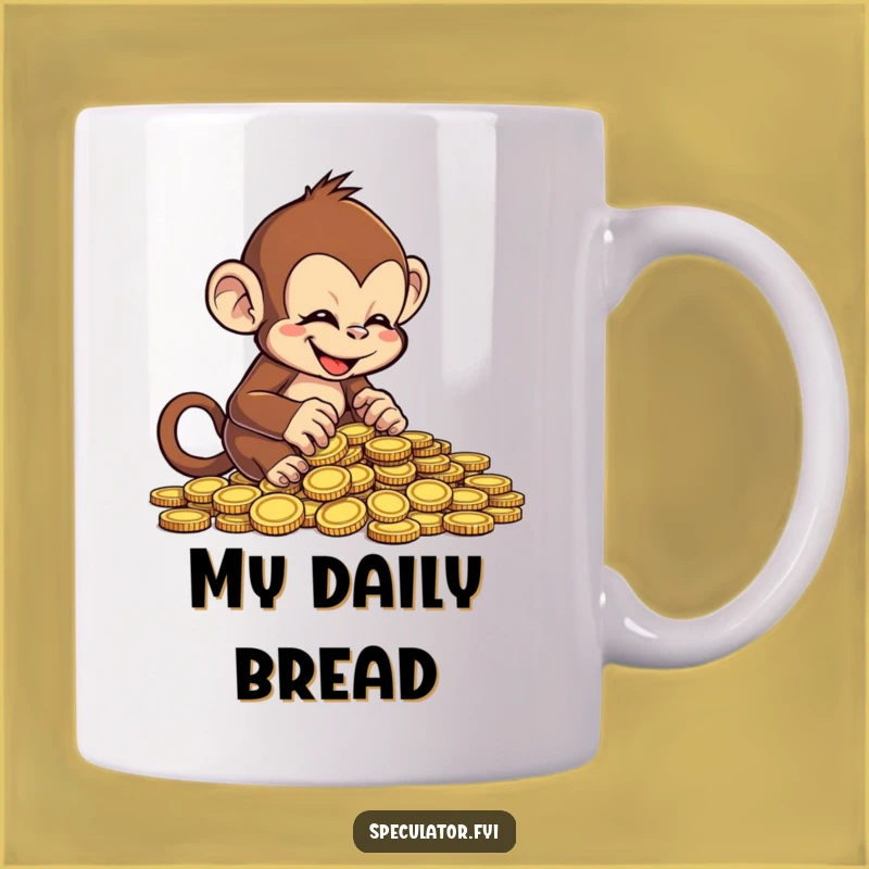 Funny Monkey Counting Coins Mug - Cheeky Primate Cash Grab Gift