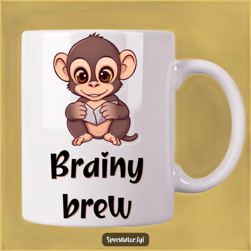 Funny Monkey Pattern Mug: Clever Analyst's Gift for Curious Minds