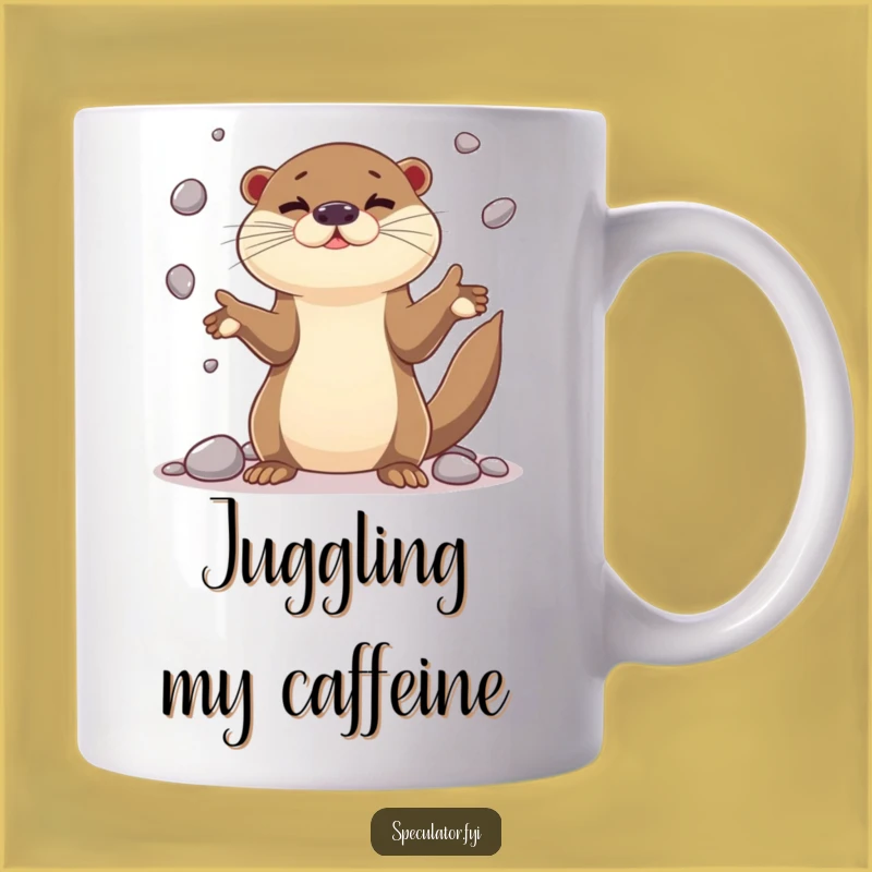 Funny Otter Juggling Mug - Playful Dexterity for Your Morning Sip