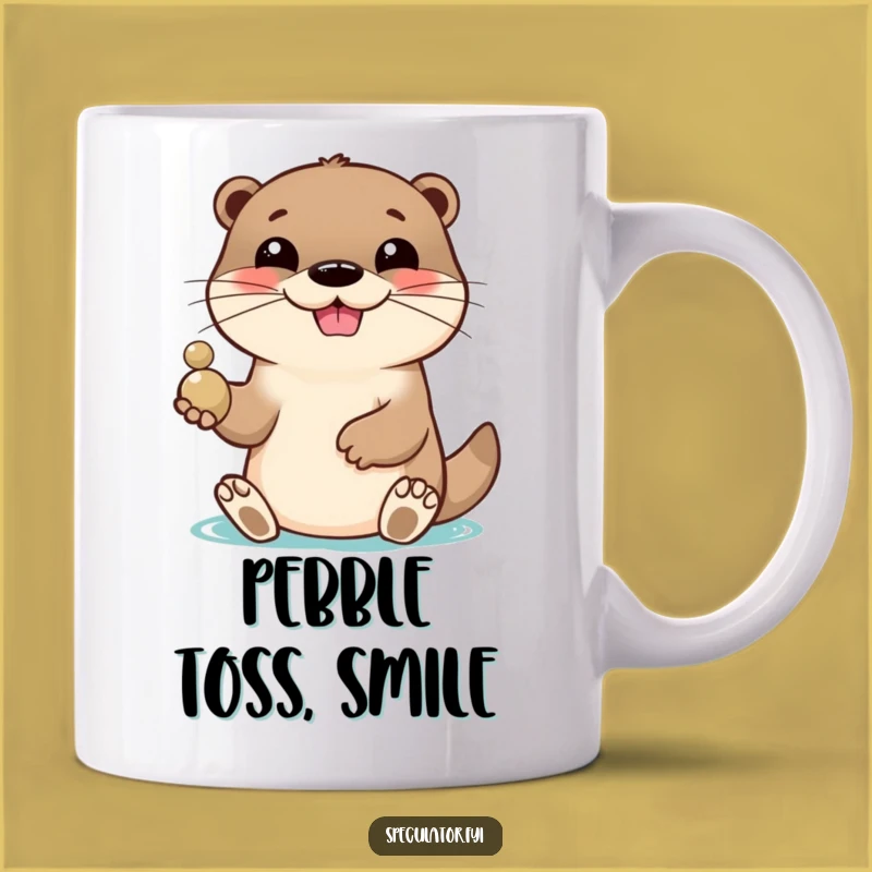 Funny Otter Pebble Toss Mug: Lively Grin, Perfect Funny Gift