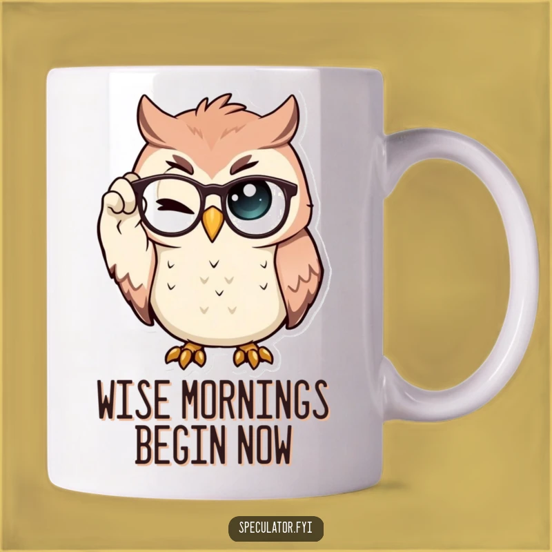 Funny Owl Reader Mug: Proud Spectacle Wink, Perfect Gift for Bookworms
