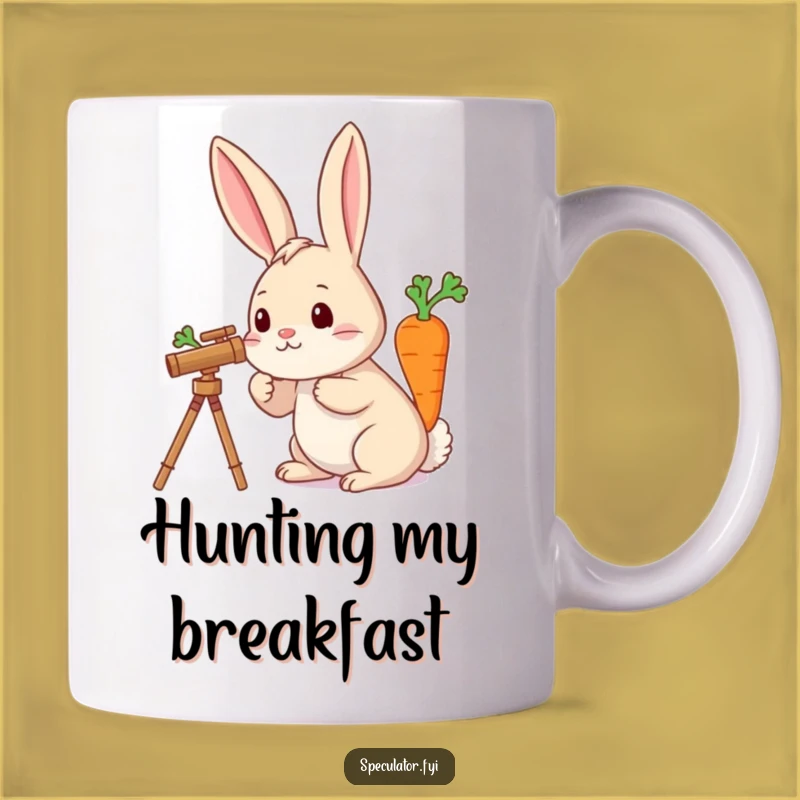 Funny Rabbit Telescope Carrot Mug - Curious Explorer Gift for Humorous Mornings