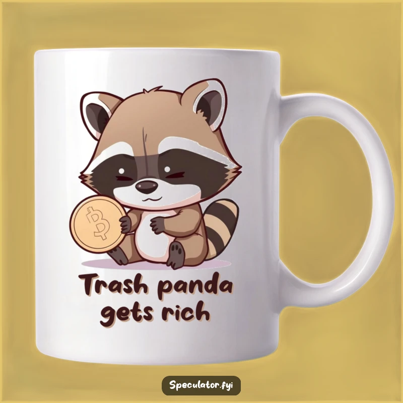 Funny Raccoon Coin Grin Mug - Hilarious Gift for the Cunning Collector