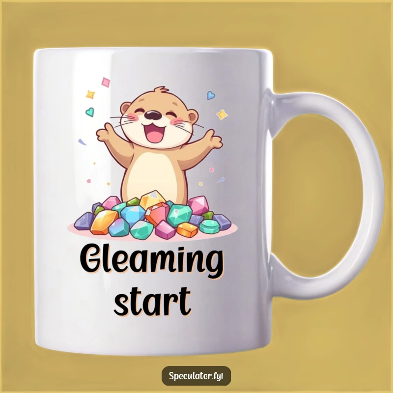 Funny Otter Gem Dance Mug: Joyful Celebration Gift for Sparkle Lovers