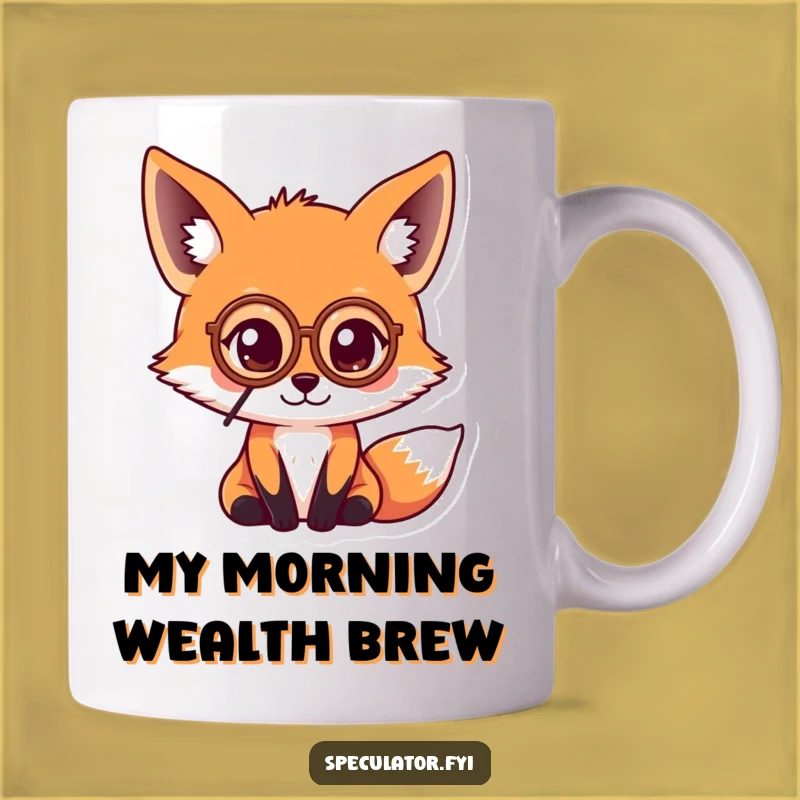 Funny Kawaii Fox Monocle Mug - Humorous Gift for the Foxy Investor
