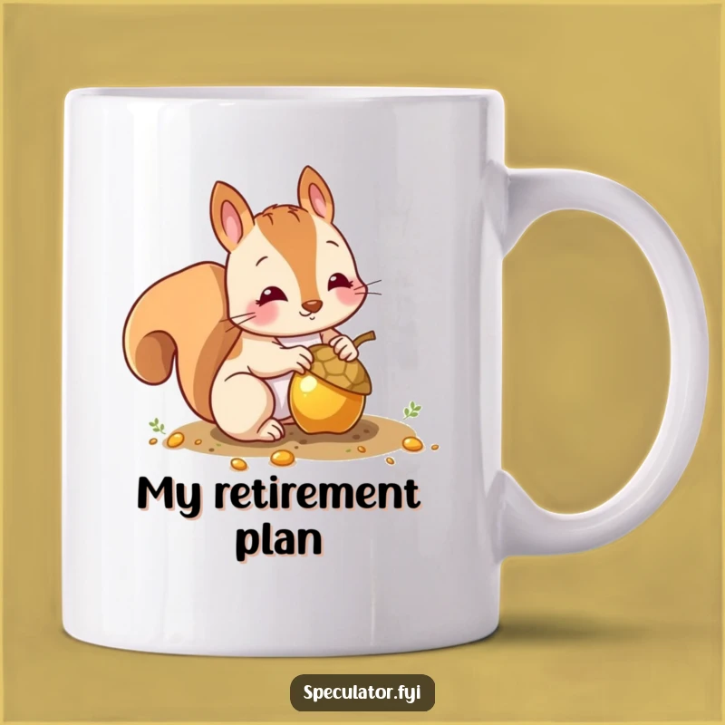 Funny Squirrel Burying Gold Acorn Mug: A Hilarious Gift for Nutty Friends!