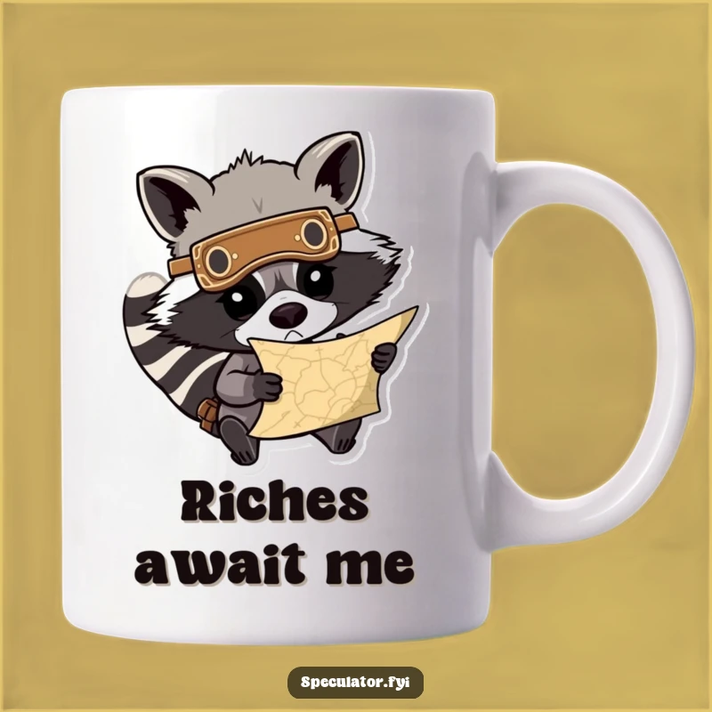 Funny Raccoon Treasure Map Mug: Determined Bandit, Perfect Funny Gift