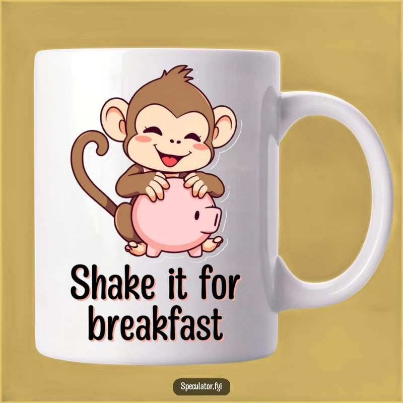 Funny Kawaii Monkey Mug: Playful Piggy Bank Shaking for Savings Fun