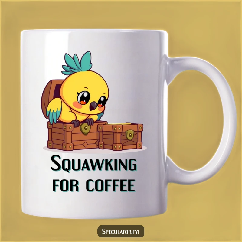 Funny Parrot Treasure Mug - Curious Avian Explorer Gift