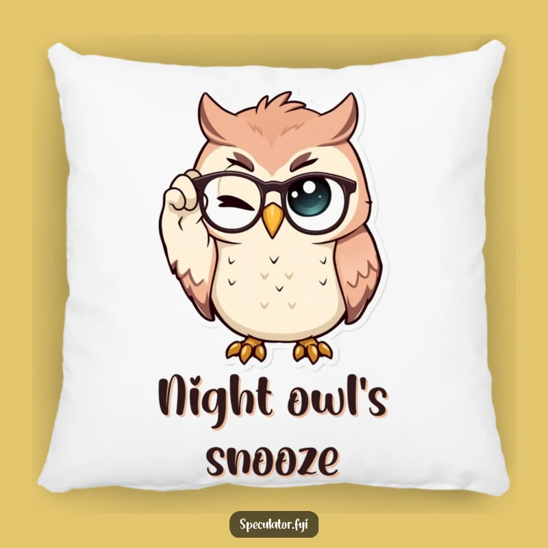 Comfy Funny Owl Pillow: Proud Spectacle Wink, Cozy Intellectual Gift