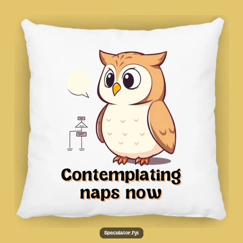Cozy Funny Owl Flowchart Pillow: Snuggle Up with Smart Humor