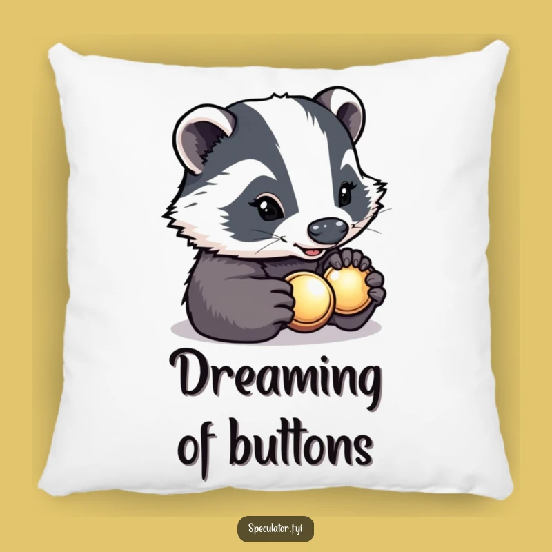 Funny Determined Badger Button Pillow - Comfy Curiosity!