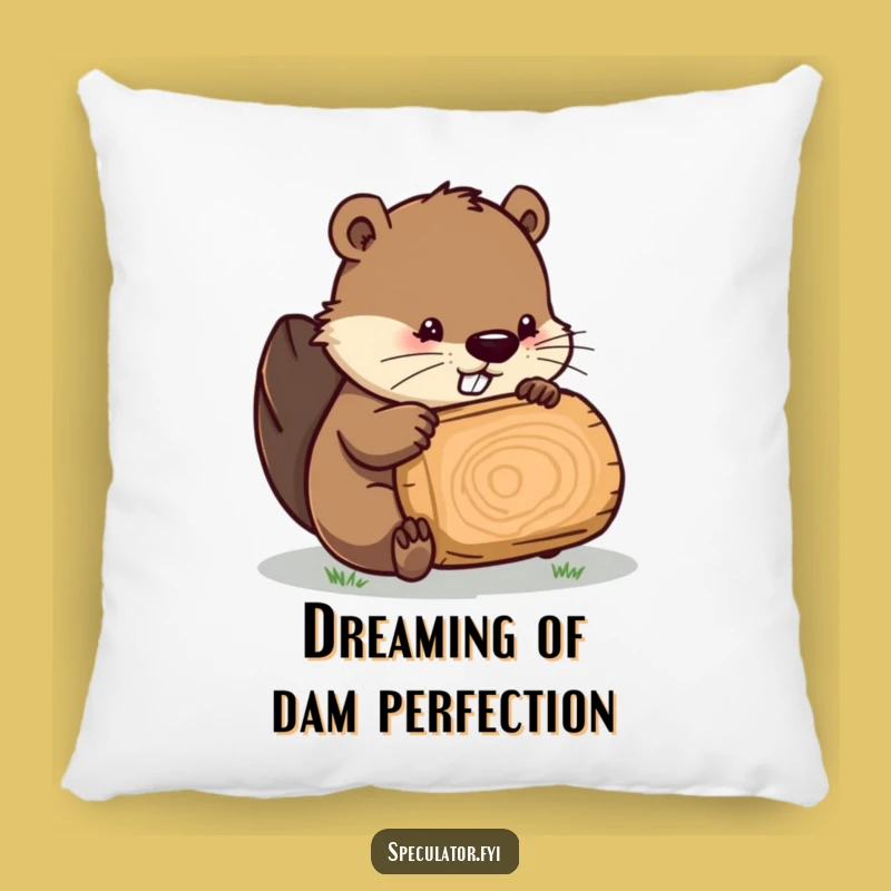 Funny Beaver Log Inspection Pillow: Cozy & Humorous Home Accent Gift
