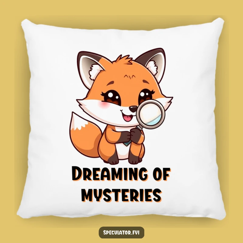 Funny Fox Detective Pillow: Cozy Cushion with Playful Fox and Magnifying Glass, Adorable Funny Gift