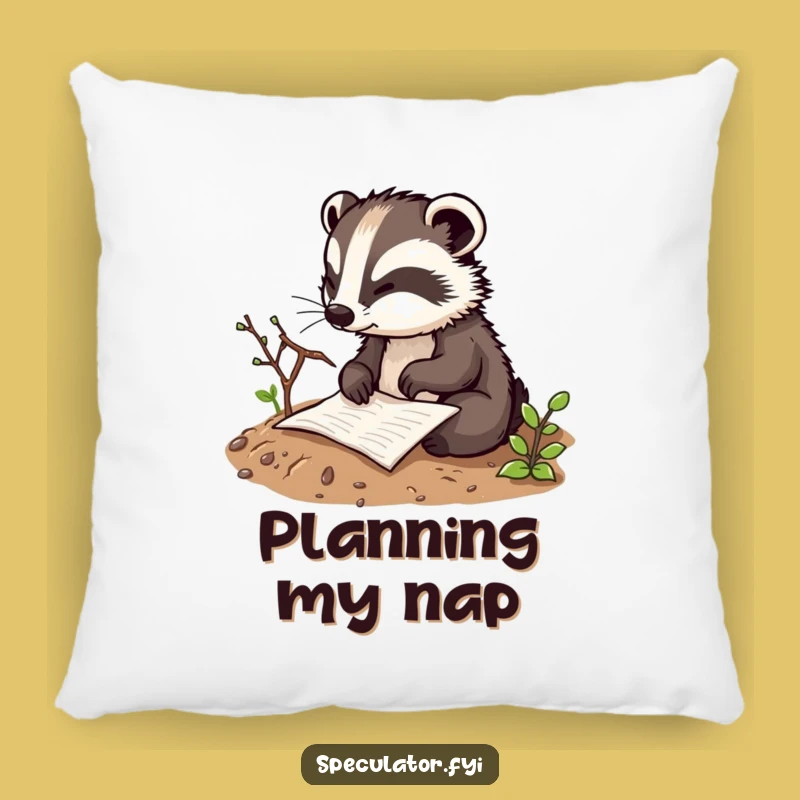 Funny Badger Plan Pillow - Cozy Up with Clever Comfort