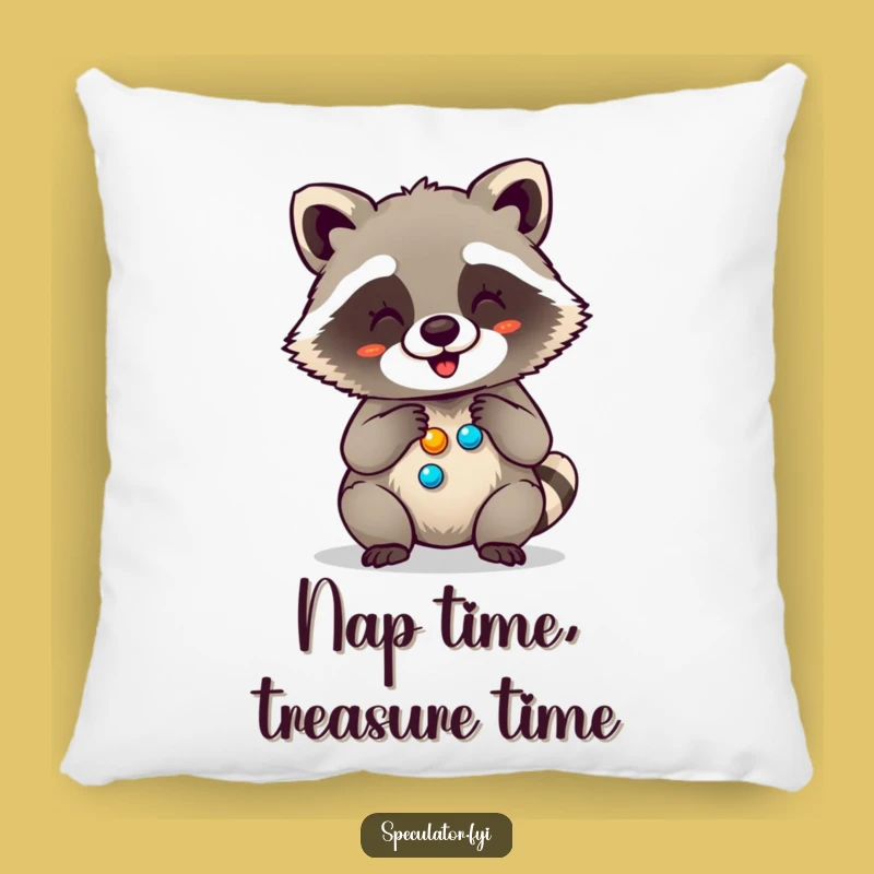 Funny Giggling Raccoon Button Pillow - Cozy & Hilarious Home Decor