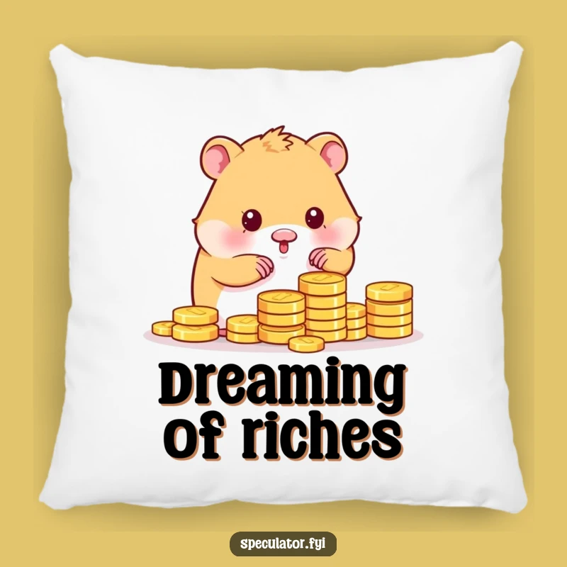 Funny Kawaii Hamster Counting Gold Coins Pillow - Cozy Funny Gift!