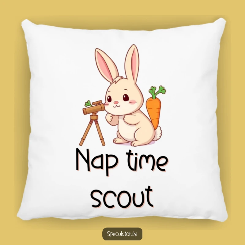 Funny Rabbit Telescope Carrot Pillow - Cozy Dreamer Cushion, Adorable Humorous Gift