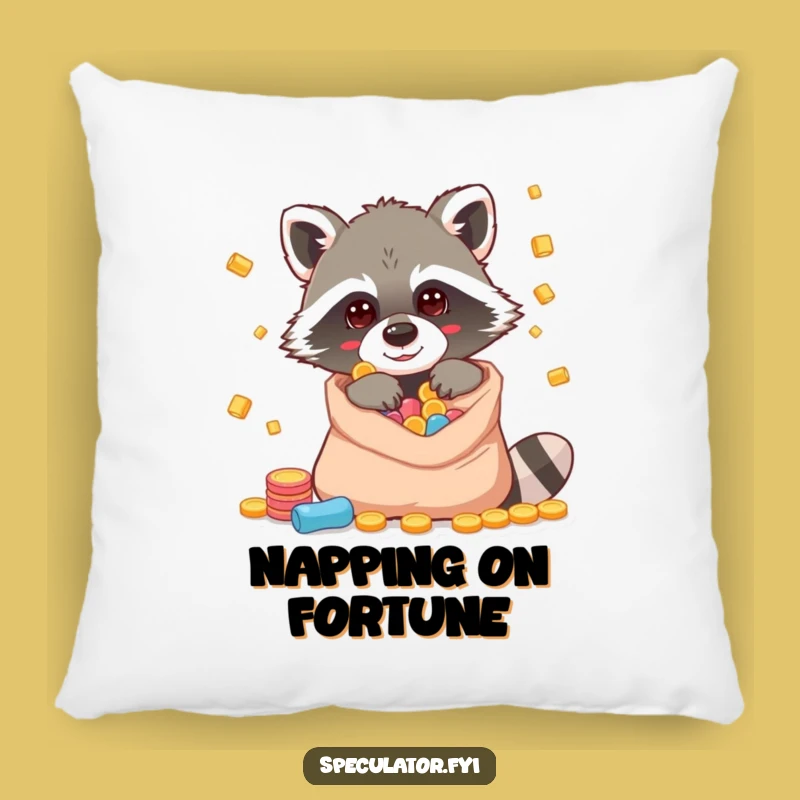 Funny Raccoon Riches Pillow: Snuggle Up With Some Cunning Comfort!