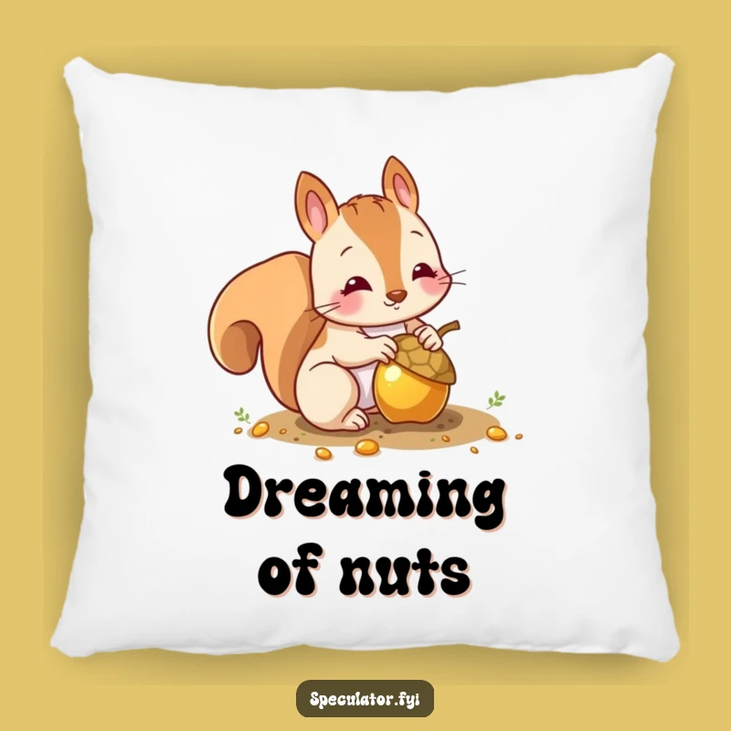 Funny Squirrel Gold Acorn Pillow: Snuggle Up With Some Hilarious Treasure!