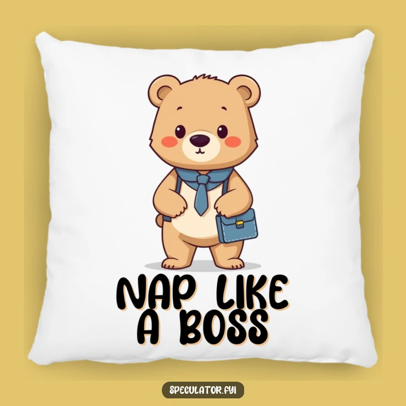 Funny Bear Cub Briefcase Pillow: Cozy Accent for Professional Spaces