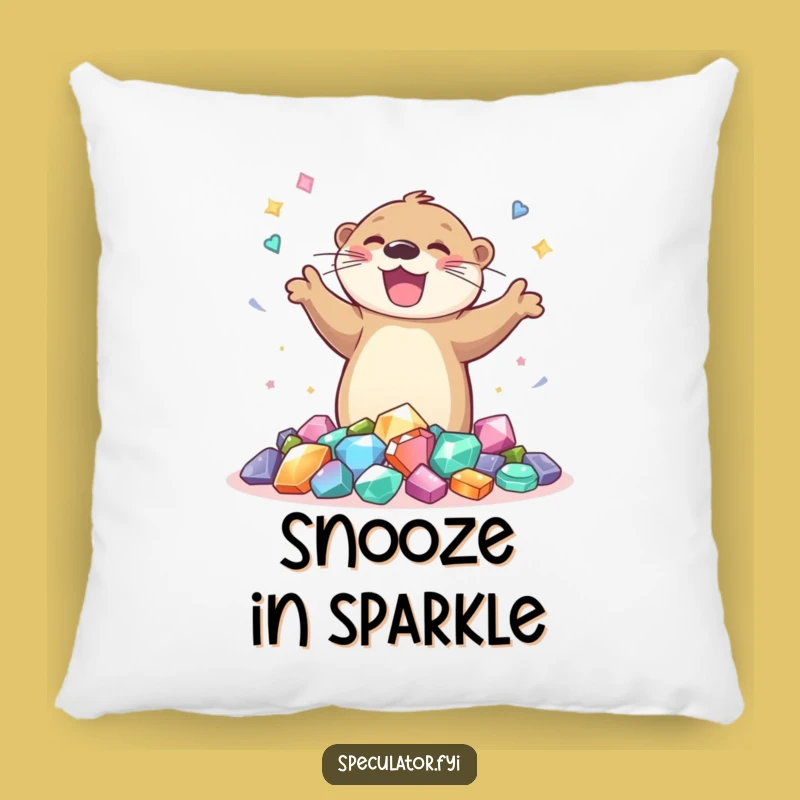 Funny Otter Gem Dance Pillow: Cozy Accent for Joyful Spaces