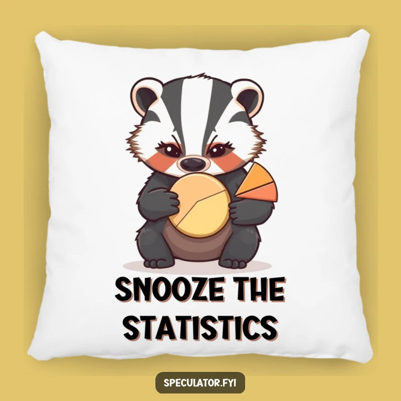 Funny Badger Pie Chart Pillow: Comfy Analytics, Quirky Accent Gift