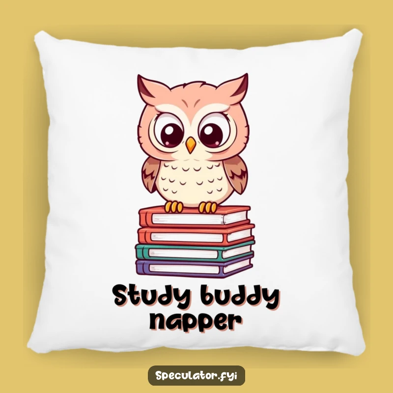 Funny Owl Book Stack Pillow - Cozy Comfort with Intellectual Wit