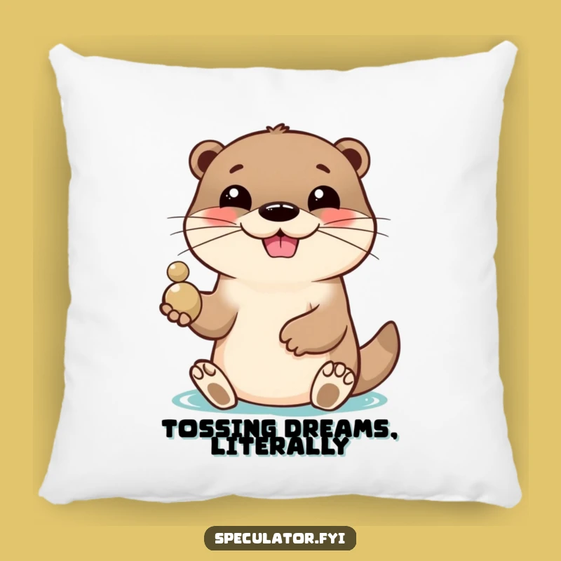 Cute Funny Otter Pebble Toss Pillow: Lively Character Comfort, Perfect Funny Gift