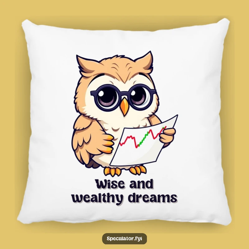 Funny Owl Investor Pillow: Cozy Cushion with Stock Chart Owl, Adorable Funny Gift