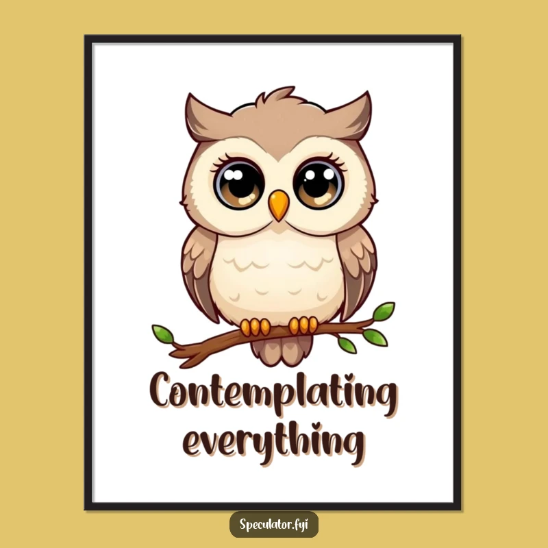 Funny Owl Digital Print: Wise Gazer Art, Instant Thoughtful Decor