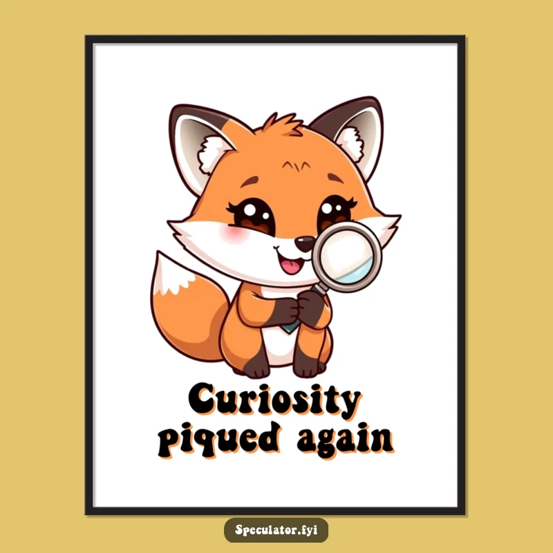 Funny Fox Detective Digital Print: Instant Download of Playful Fox Artwork, Unique Funny Gift