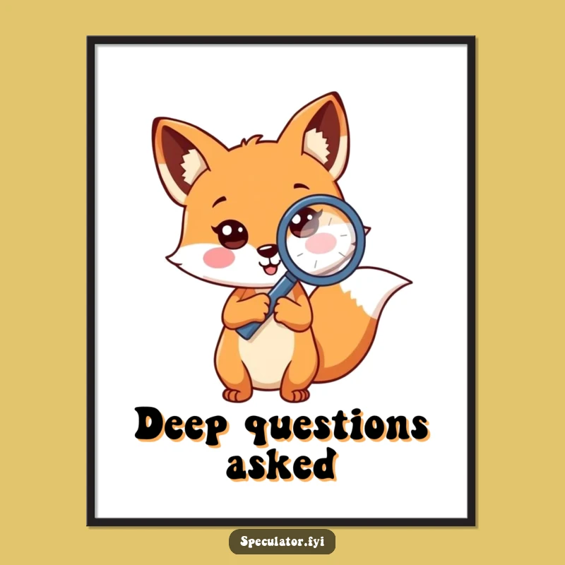 Funny Fox Detective Digital Art: Curious Investigator Character Decor Gift