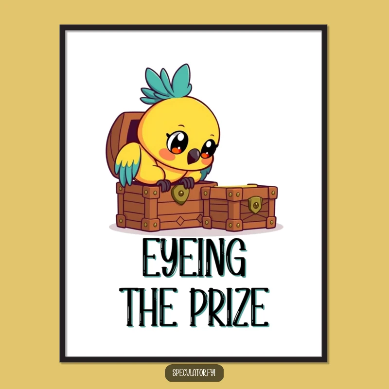 Funny Parrot Treasure Digital Art - Instant Avian Explorer Decor Gift