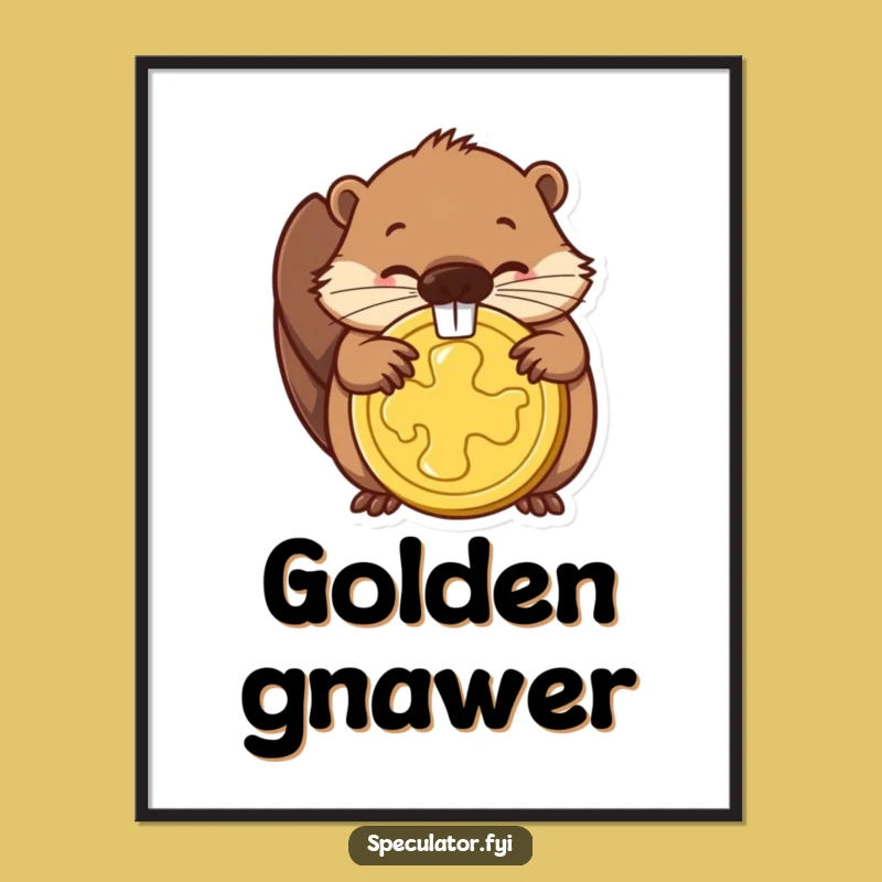 Funny Beaver Coin Digital Print: Determined Art for Instant Motivation