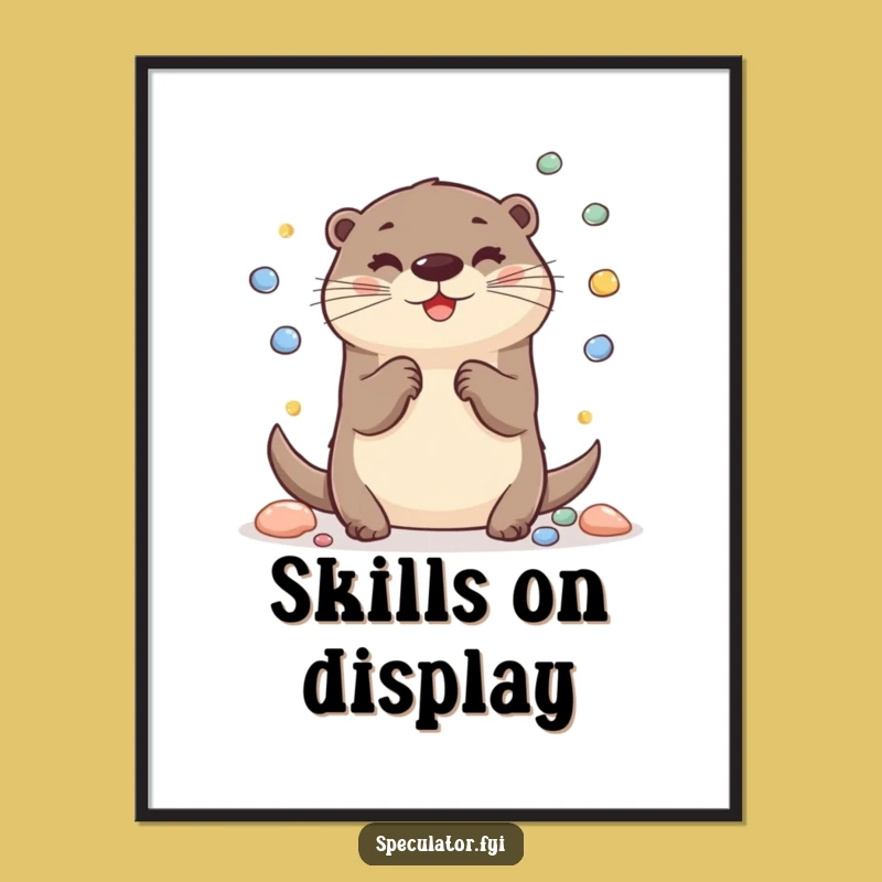 Funny Cheerful Otter Digital Art: Whimsical Printable for Playful Spaces, Perfect Humorous Gift