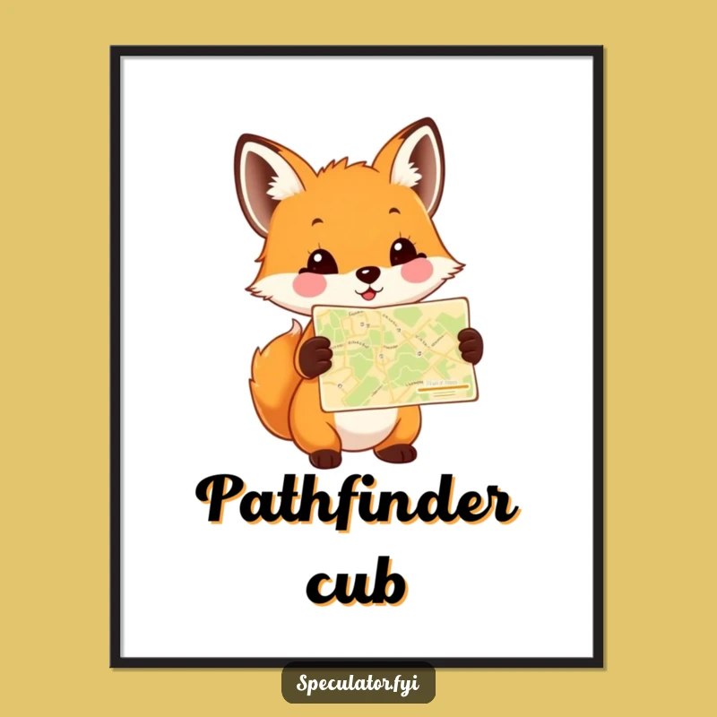 Funny Fox Cub Map Digital Art: Bring Whimsical Adventure to Your Digital Space