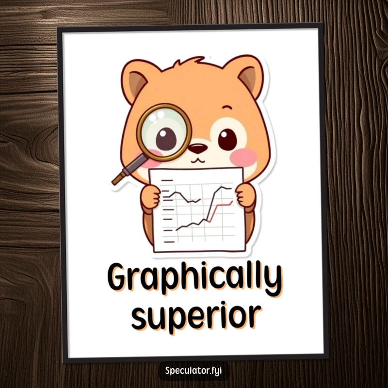 Funny Kawaii animal digital art print, wearing a monocle and intently studying a chart, sophisticated and humorous art.