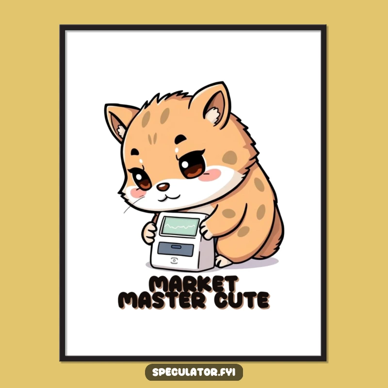 Funny Kawaii Stock Watch Digital Print - Determined Animal Ticker Art Gift