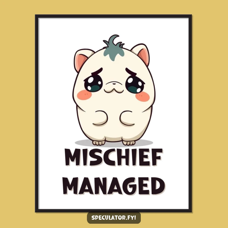 Funny Mischievous Kawaii Creature Digital Art - Printable Gift for Plotters