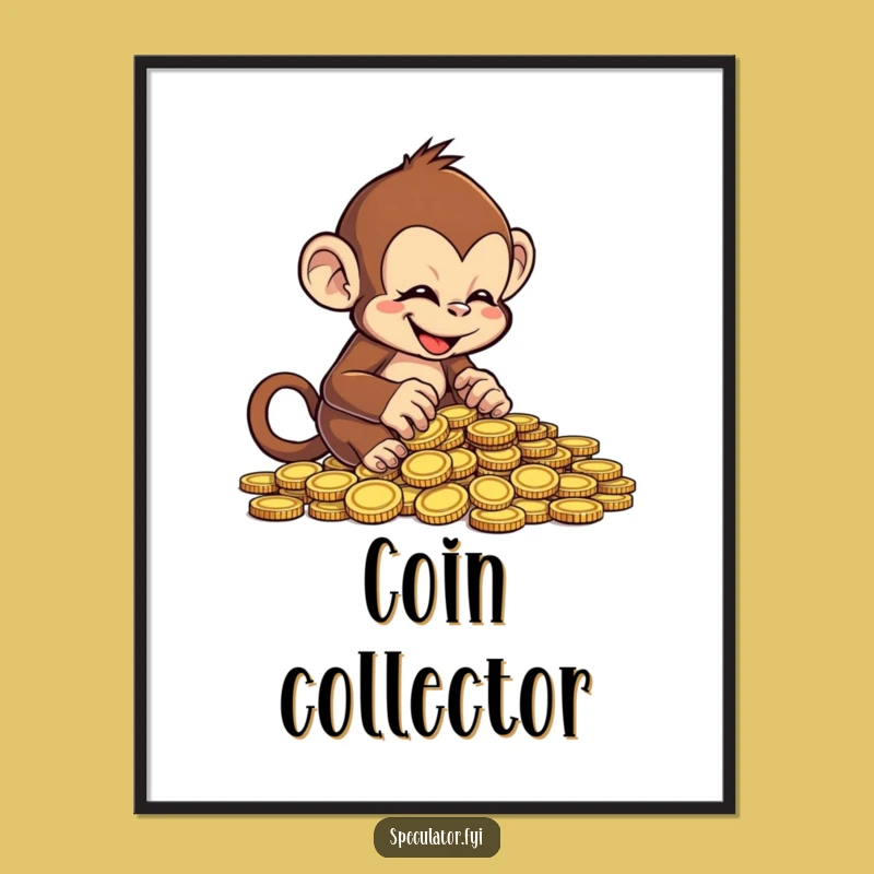 Funny Monkey Counting Coins Digital Art - Instant Primate Wealth Decor Gift