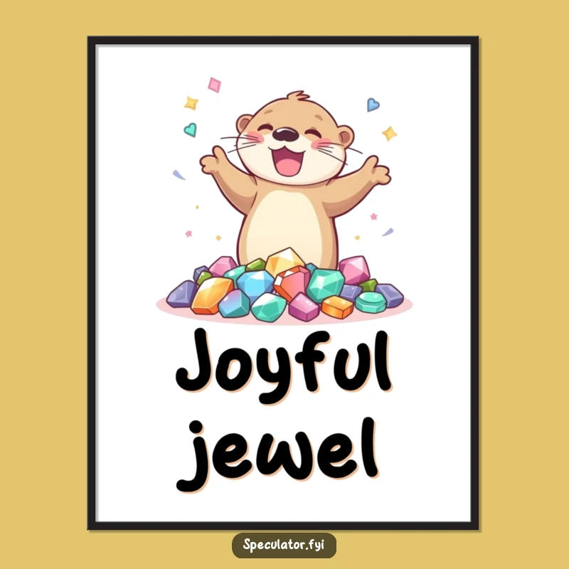 Funny Otter Gem Dance Digital Print: Joyful Art for Instant Sparkle