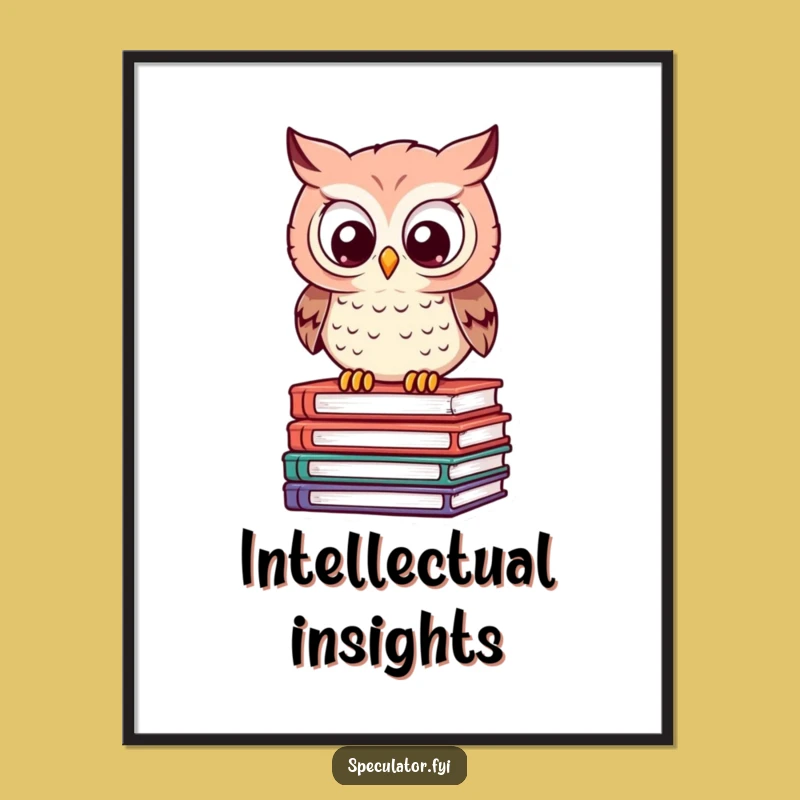 Funny Owl Book Stack Digital Art - Instant Wit Download