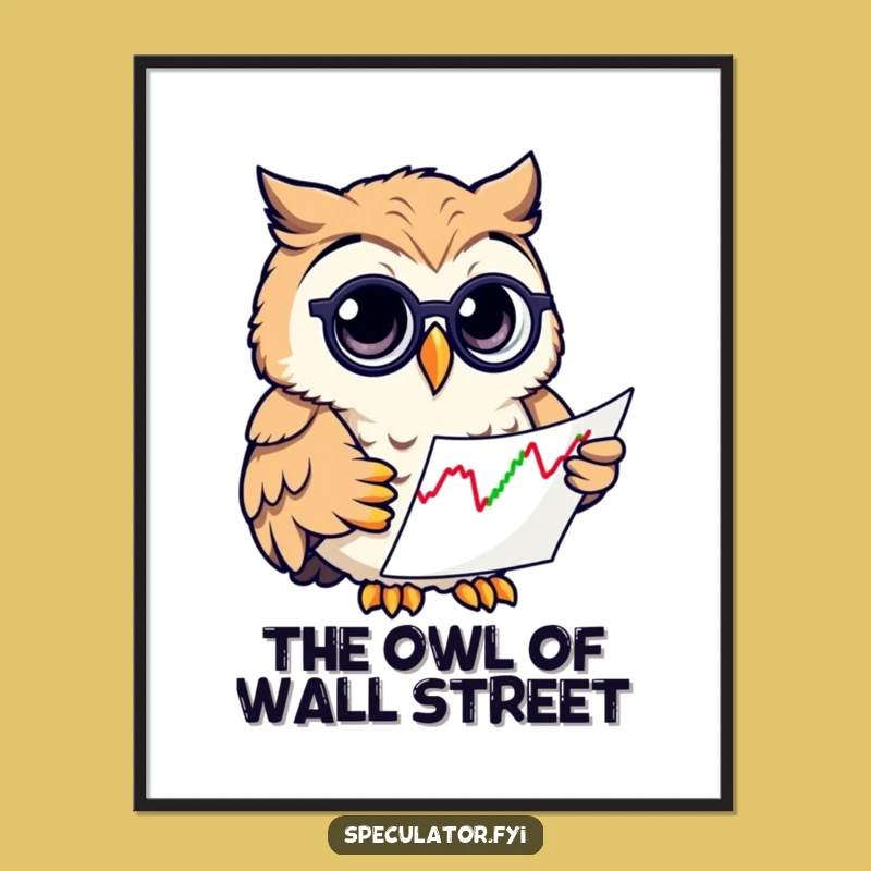 Funny Owl Stock Chart Digital Print: Instant Download of Curious Investor Artwork, Unique Funny Gift