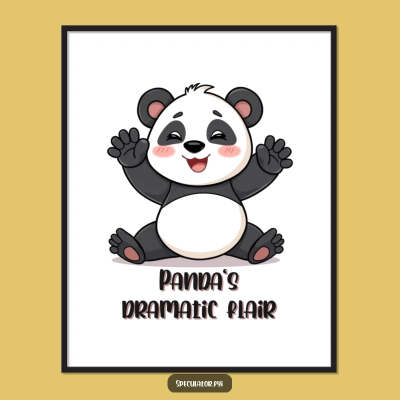 Funny Panda Digital Art: Dramatic Pose Instant Whimsy, Perfect Gift