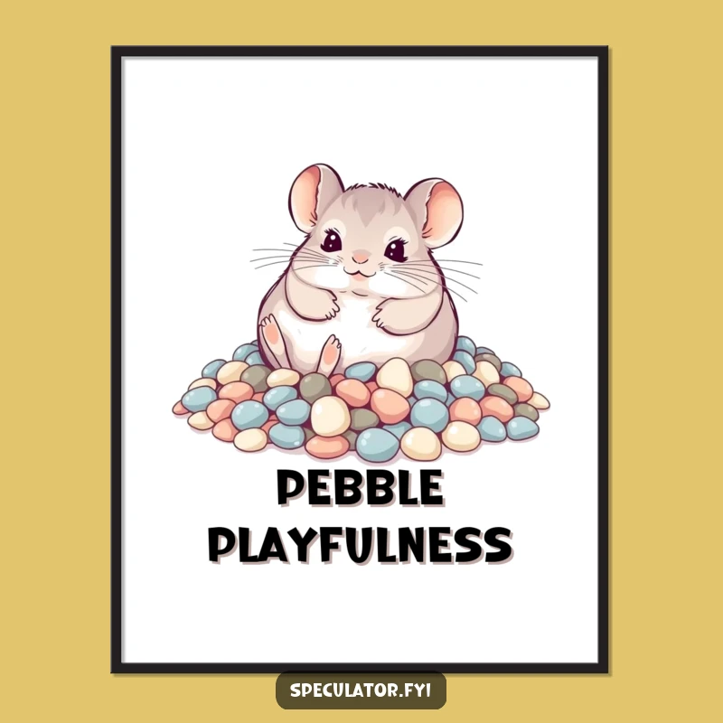 Funny Playful Chinchilla Pebble Digital Art - Instant Joyful Decor!
