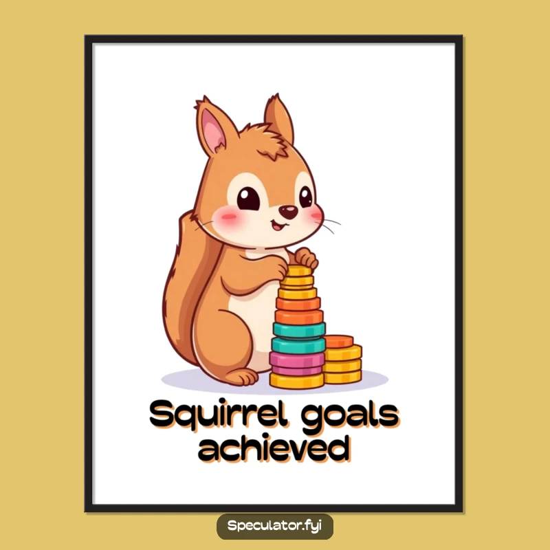 Funny Squirrel Counting Tokens Digital Print: Playful Art for Instant Joy