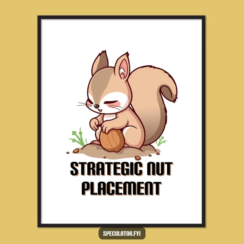 Funny Squirrel Nut Burying Digital Art - Instant Wit Download