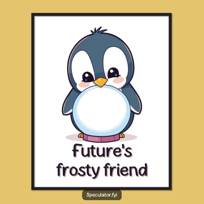 Funny Curious Penguin Crystal Ball Digital Art - Instant Visionary Decor!